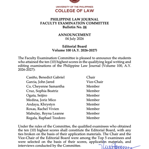 PLJ Faculty Examination Committee announces results of latest qualifiers in legal writing and editing exams